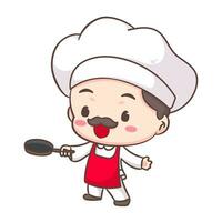 Cute chef logo mascot cartoon character. People professional concept design. Chibi flat vector illustration. Isolated white background.