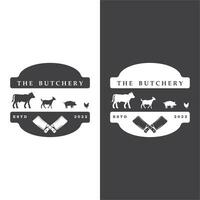 Carnicero logo vector icono ilustración diseño. logo adecuado para restaurante y comida industria