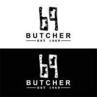 butcher logo vector icon illustration design. logo suitable for restaurant and food industry