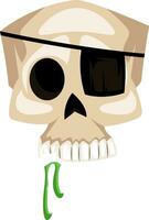 White scull with eye patch vector illustration on white background.