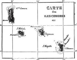 Comoro islas, Clásico grabado. vector