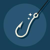 Fishing hook. fishing hooks under sea water. On a blue background. vector
