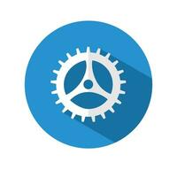 Gear vector icon.flat style of a gear wheel on a circular background with a long shadow.vector illustration