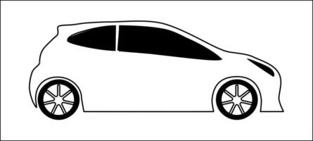 Black silhouette hatchback. side view On a white background. Vector