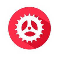 Gear vector icon.flat style of a gear wheel on a circular background with a long shadow.vector illustration