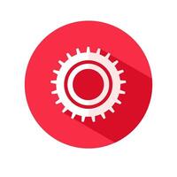 Gear vector icon.flat style of a gear wheel on a circular background with a long shadow.vector illustration