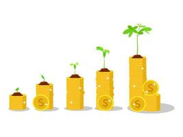 Savings concept that is growing Growth process growth save money Vector illustration