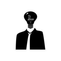 Black silhouette Thoughtful man and light bulbs. Using creative thinking.vector illustration vector