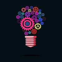 light bulb with gears and cogs working together. vector illustration