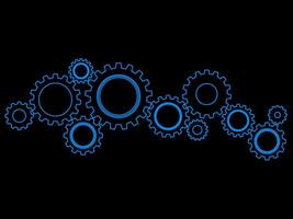 Gear or cog icon on a black background. Mechanism vector.Technology concept vector