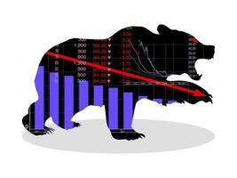 bear market financial stock market graph represent stock market crash or down trend investment.Vector vector