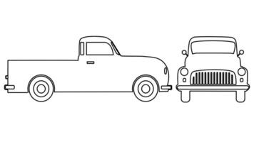 silhouette Retro car on white background. pickup truck view from side and front eps vector