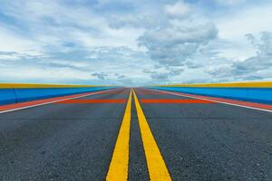 Empty road and colorful the traffic lines. photo