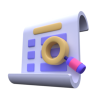 unique 3d document analysis rendering icon simple.Realistic vector illustration. png