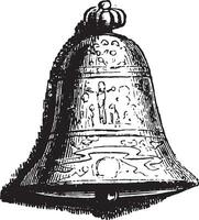 At the Bell, vintage engraving. vector