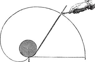 Plot turns of the eardrum of Faye, vintage engraving. vector