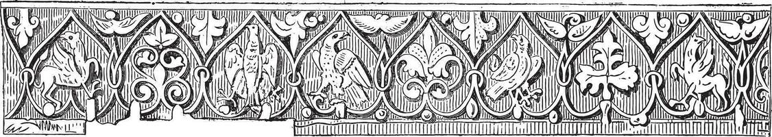 Detail of the border, vintage engraving. vector