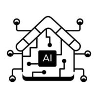 Linear Icon Depicting AI Technology vector