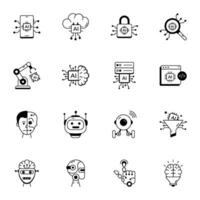 Handy Set of Artificial Intelligence Linear Icons vector