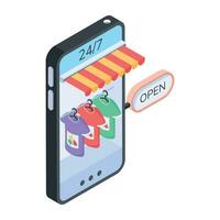 Customizable isometric icon of buy online vector