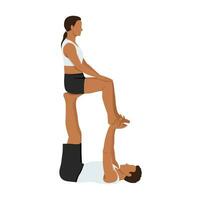 Young couple doing acroyoga. Acro yoga exercise. vector