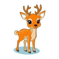 Vector illustration of cute deer cartoon style flat icon illustration