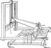 Mouton weapon of iron wedges to sell the land, Dubois, vintage engraving. vector