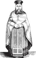 sacerdote, eclesiástico disfraz Grecia, Clásico grabado. vector