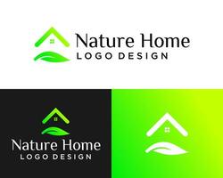 Fresco natural hoja real inmuebles casa logo diseño. vector