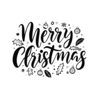 AI generated Merry Christmas, hand drawn, minimal, calligraphy, logo designs png