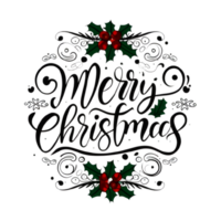 AI generated Merry Christmas, hand drawn, minimal, calligraphy, logo designs png