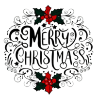 AI generated Merry Christmas, hand drawn, minimal, calligraphy, logo designs png