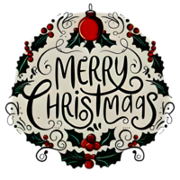 AI generated Merry Christmas, hand drawn, minimal, calligraphy, logo designs png