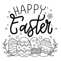 Text Happy Easter inscription. Handwriting text Happy Easter. Text banner square composition. Hand drawn vector art.