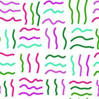 Colorful wavy lines in a dynamic abstract seamless pattern on a white background. vector