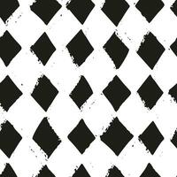 Monochrome hand drawn black geometric rhombus seamless pattern. vector