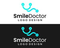 Logo design of doctor's stethoscope and patient's smile. vector