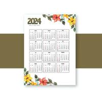 Happy new year 2024 calendar template design vector