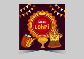 enero contento lohri. India tradicional celebracion día ilustración vector antecedentes