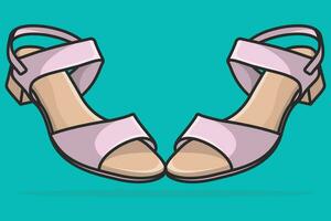 Pair Of Girls Beautiful Footwear Sandals vector illustration. Beauty fashion objects icon concept. New arrival women party sandals shoes pair vector design.