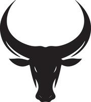 Bull Aggressive Bull  Head With Long Curved Horn Vector