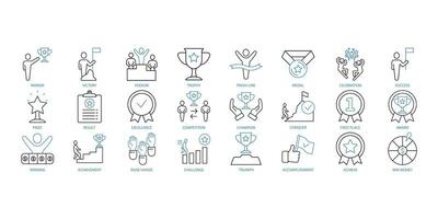 Winner icons set. Set of editable stroke icons.Vector set of Winner vector