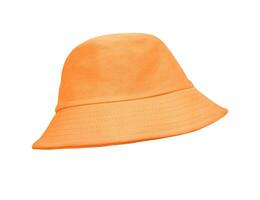 Orange bucket hat on white background photo