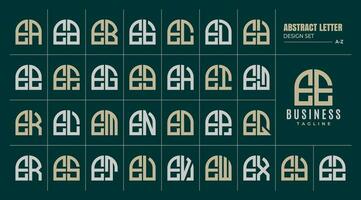 Curve line abstract shape letter E EE logo design set vector