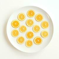 AI generated a white plate with small lemon slices on it, photo