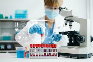 Dctor work on digital tablet healthcare doctor technology tablet using computer in laboratory study with virtual icon photo
