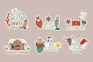 Wild west  stickers concept with lettering. Badge, label with lettering vector