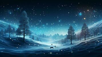 AI generated winter landscape with snow and mountains covered tree background photo