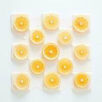 AI generated a square with lemon slices sitting across from it, photo