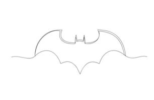 Continuous one line art bat icon isolated vector illustration.